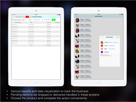 Goods Inventory for Factory iPad screenshot