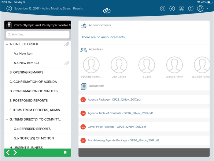 eSCRIBE Meetings Professional