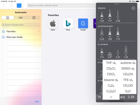 NMR Solvent Peaks screenshot 3