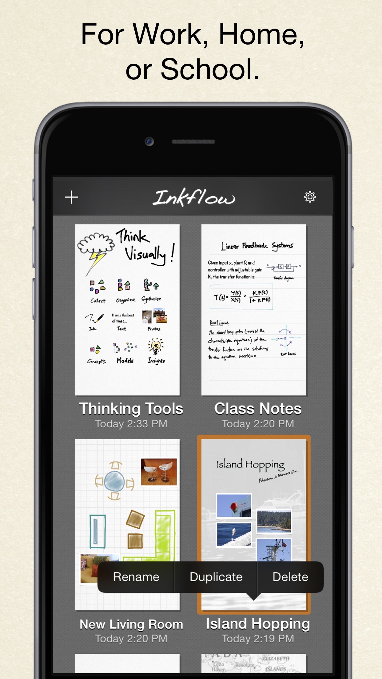 Screenshot do app Inkflow Plus Visual Notebook