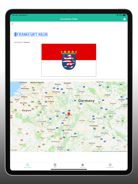 Kennzeichen-Finder mit Karte iPad screenshot 5 - Travel app