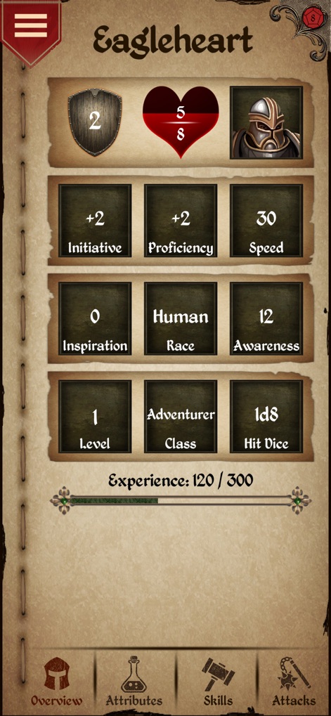 Character Sheet - Games App | MWM