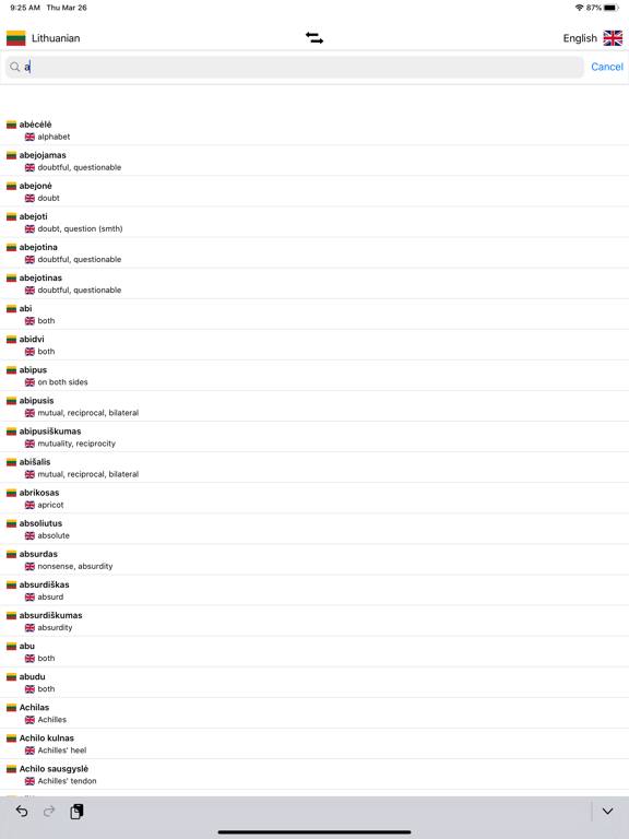 Lithuanian-English Dictionary iPad screenshot 4 - Reference app