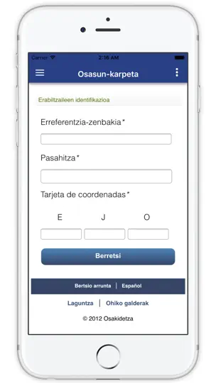 Captura de pantalla de Portal Móvil Osakidetza en iPhone 5