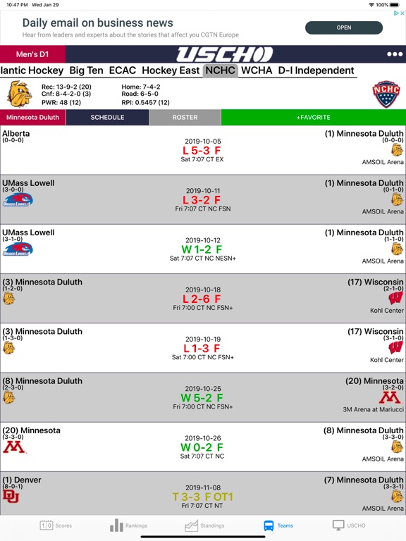 Screenshot #4 pour USCHO App