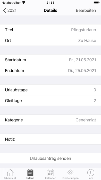 Jahresurlaub Planer app screenshot 3 by Tobias Forst - appdatabase.net