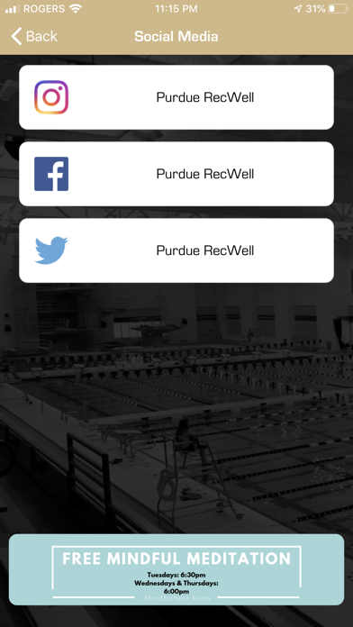 Purdue RecWell Screenshot