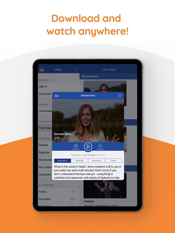 Yabla German iPad screenshot 4 - Education app