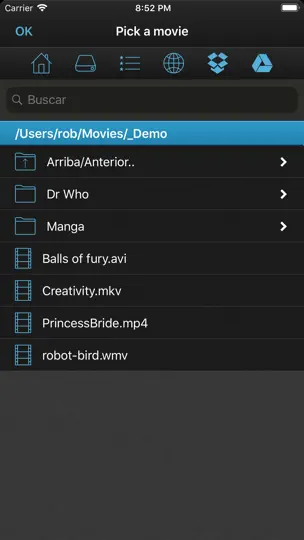 Captura de pantalla de VLC Streamer en iPhone 2