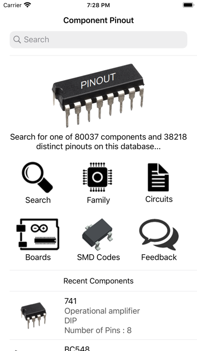 Screenshot #1 pour Electronic Component Pinouts