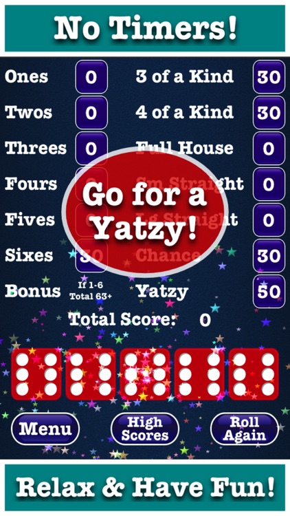 Stress Free Yatzy Dice Game