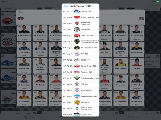 Racing Schedule for NASCAR screenshot