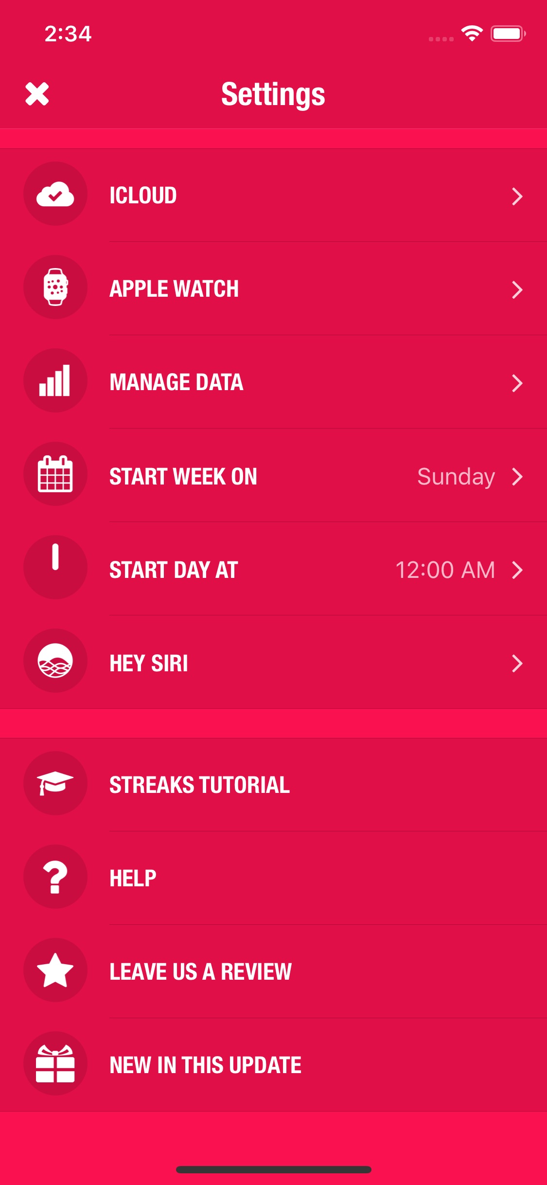 Screenshot do app Streaks