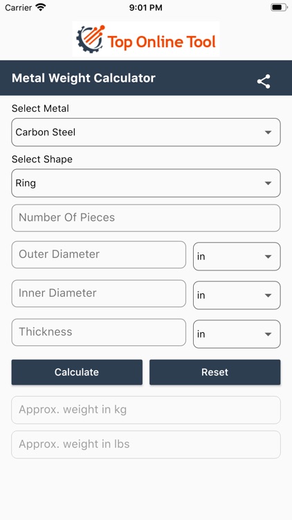 Metals Weight Calculator