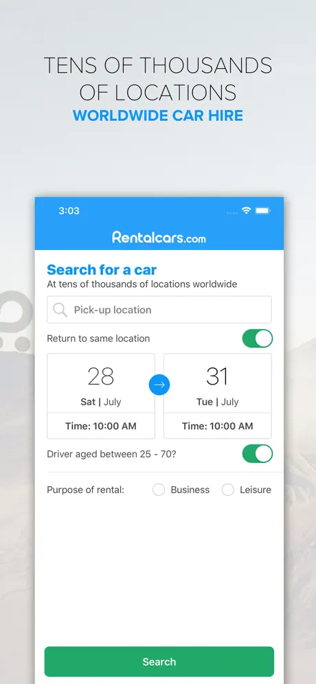 Rentalcars.com Car rental App