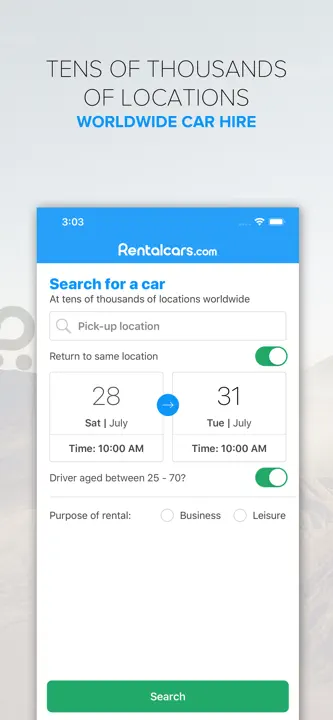 Rentalcars.com Car rental Appのスクリーンショット（1/5）