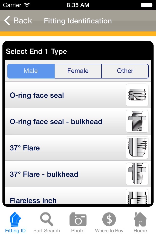 Parker Fitting Finder screenshot 2