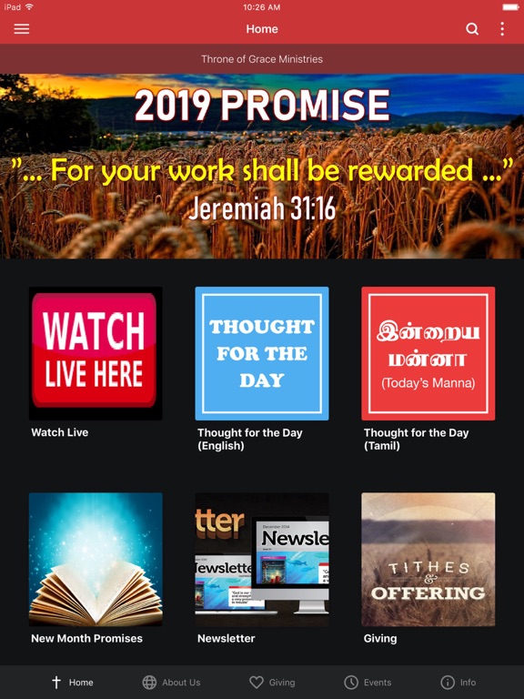 Throne Of Grace Ministries iPad screenshot 1 - Education app