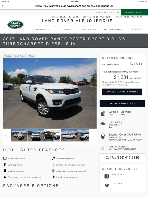 Land Rover Albuquerque iPad screenshot 4 - Shopping app