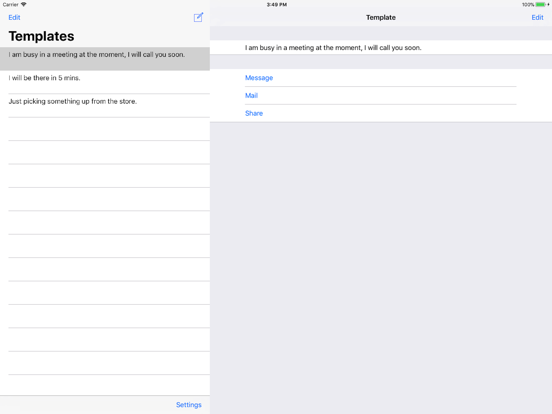 Message Templates iPad screenshot 3 - Utilities app