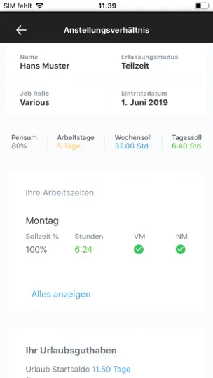 Screenshot von Staff Times - My Time auf dem iPhone 8