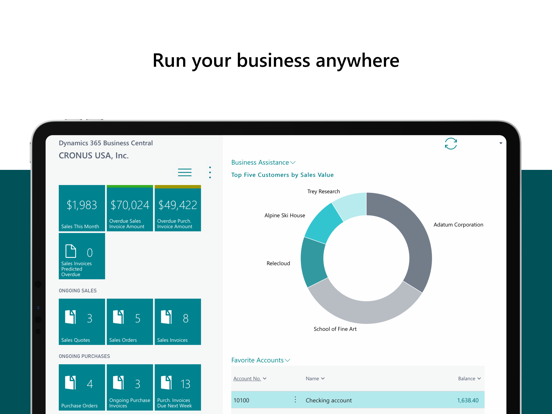 Dynamics 365 Business Central iPad app afbeelding 1