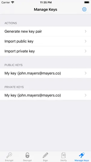 Скриншот Instant PGP на iPhone 3