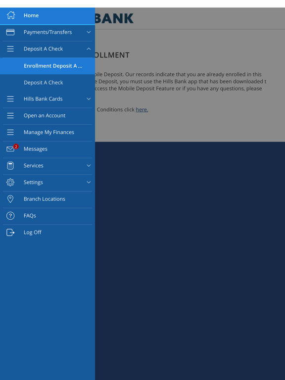Hills Bank mobile iPad screenshot 2 - Finance app