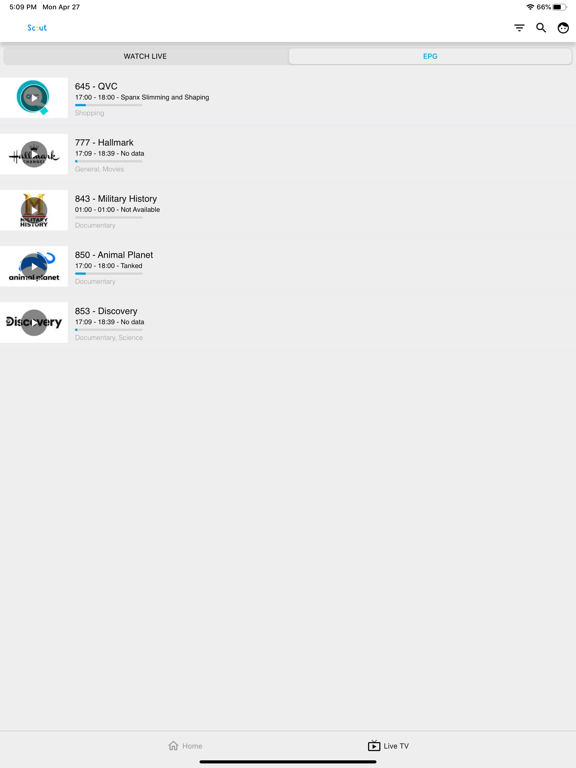 Scout.TV iPad screenshot 3 - Entertainment app