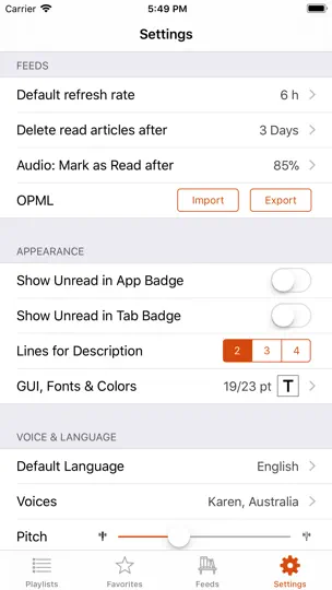 Captura de pantalla de Legi (RSS Feed Reader) en iPhone 4