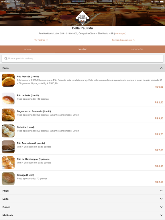 Padaria Bella Paulista iPad screenshot 3 - Shopping app