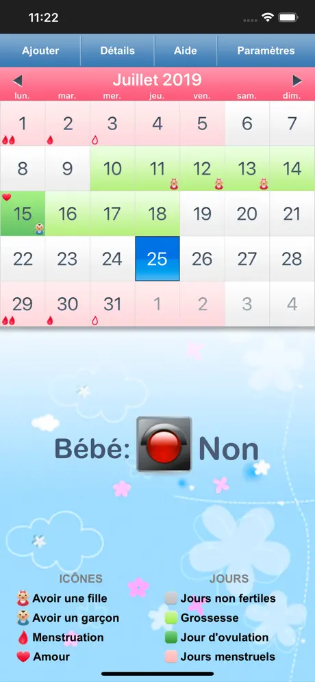 Calendrier règles & ovulation