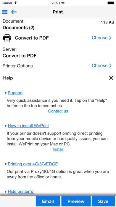 PrintDirect for iPhone/iPod Touch screenshot 2
