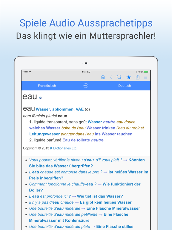 Deutsch–Französisch Wörterbuch iPad screenshot 5 - Reference app