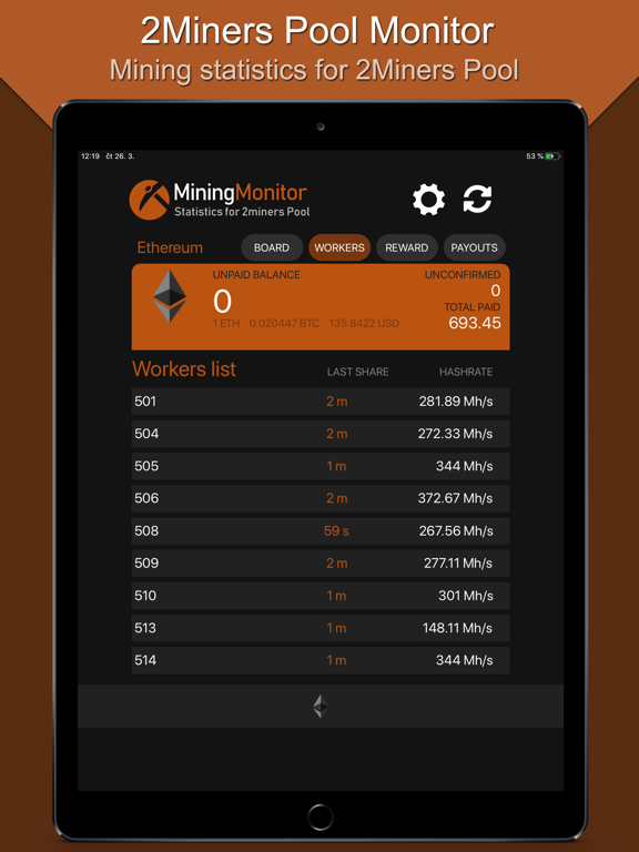 Screenshot #5 pour Monitor for 2Miners Pool