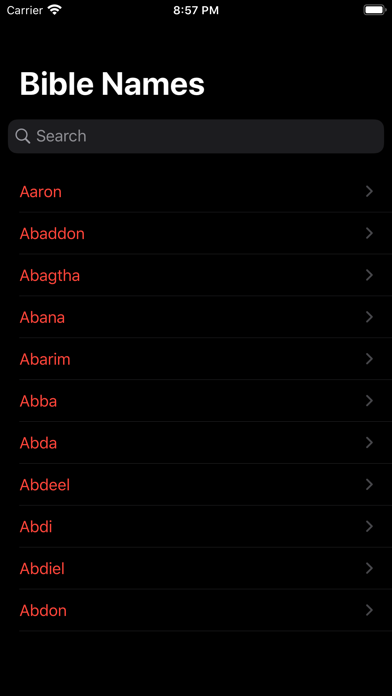 Bible Names and Meaning Screenshot