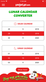 Vietjet Calendar screenshot