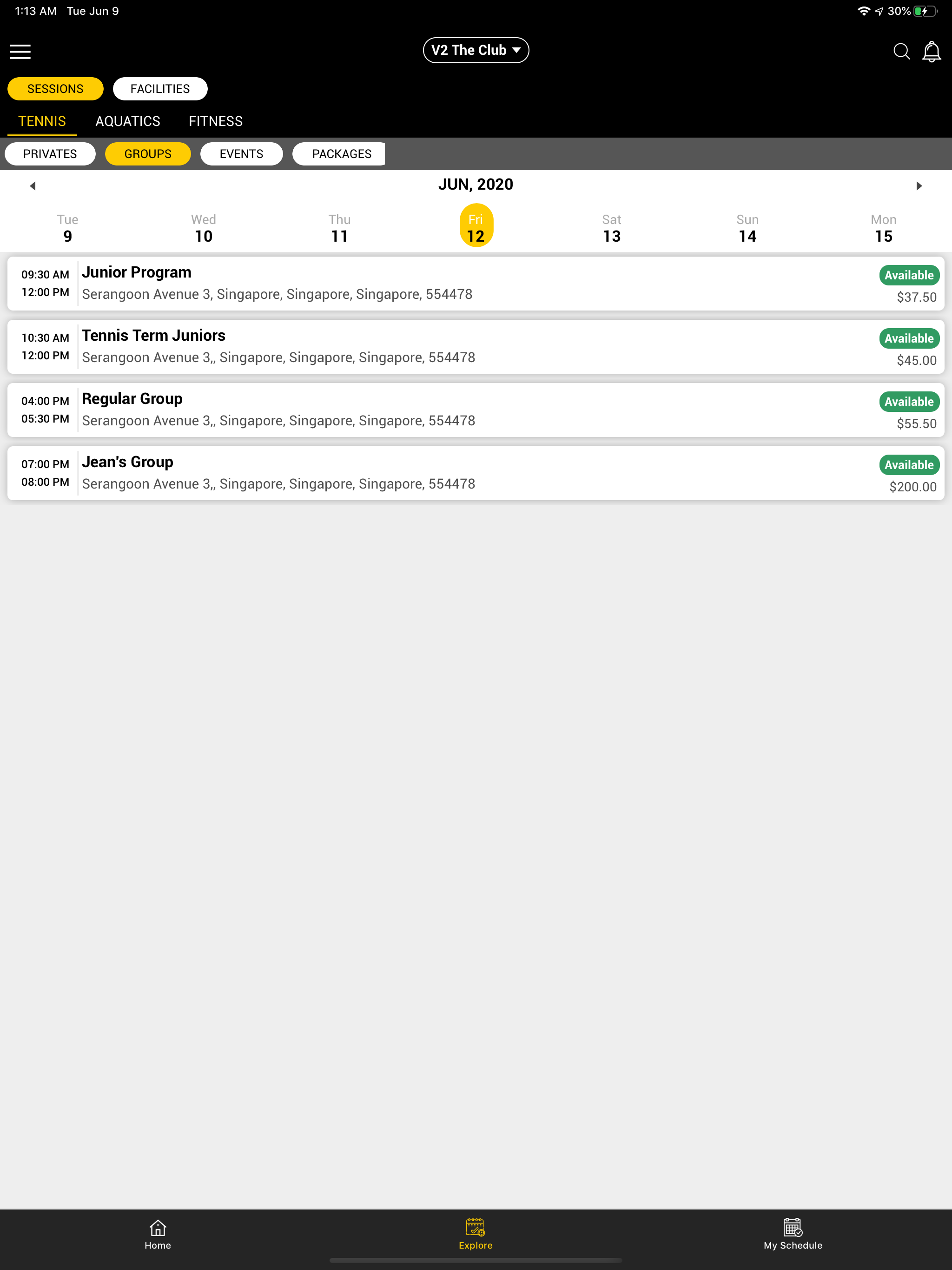 JogaApp: Schedule Management