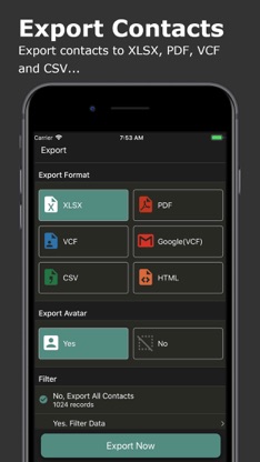 Export Contact to XLS PDF VCF screenshot 1