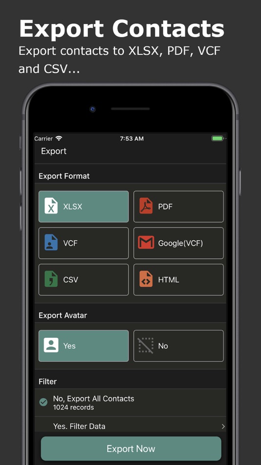 #1. Export Contact to XLS PDF VCF (iOS) 来自: 志鹏 潘
