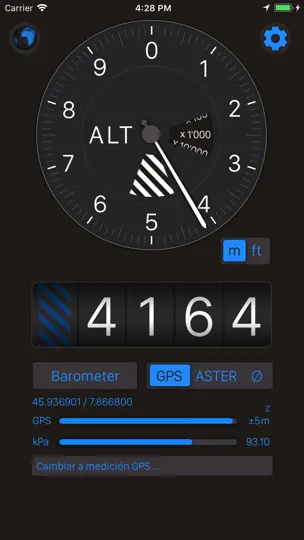 Captura de pantalla de Altímetro+ en iPhone 1