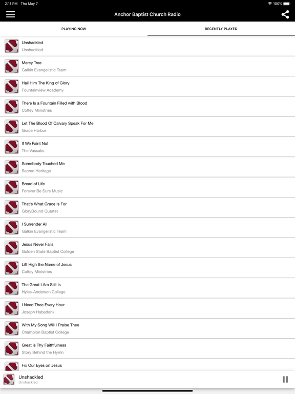 Anchor Baptist Church Radio iPad screenshot 2 - Music app