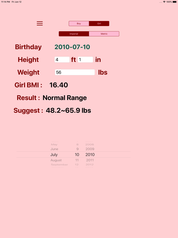 Screenshot #4 pour Children BMI Calculator