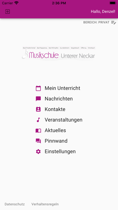Screenshot #1 pour Musikschule Unterer Neckar