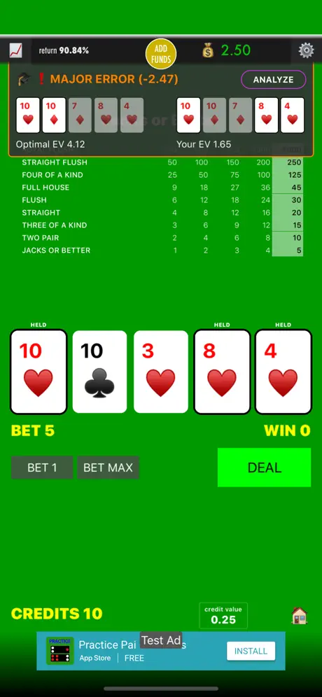 Practice Video Poker