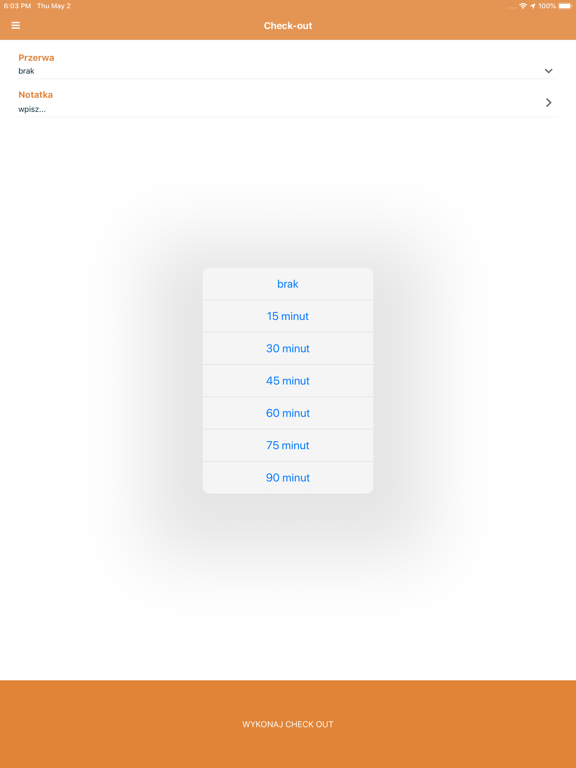 Rapportering iPad screenshot