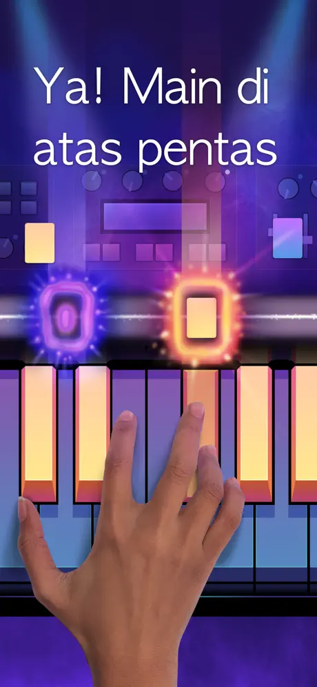 Piano keyboard game with drum