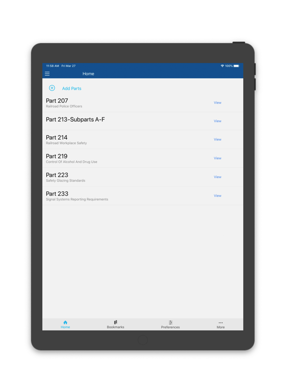 eCFR: FRA iPad screenshot 1 - Utilities app