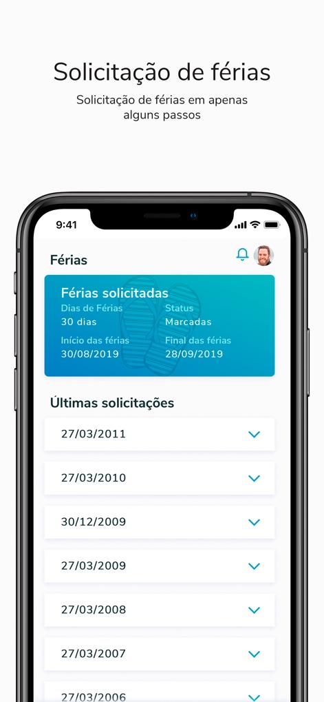 TOTVS My HR - 사용자는 이 앱에서 자신의 휴가 신청 현황을 빠르게 조회하고, 신청된 휴가 기간 정보와 과거 휴가 요청 기록을 상세하게 확인할 수 있습니다.