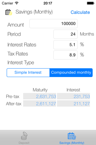 Interest Calculator (deposits) - náhled